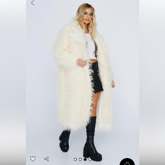 Nasty Gal Oversized Mongolian Fur Coat size 12 - Picture 3 of 4